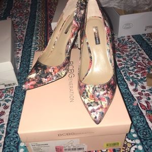 Multi colored pointed toe heels